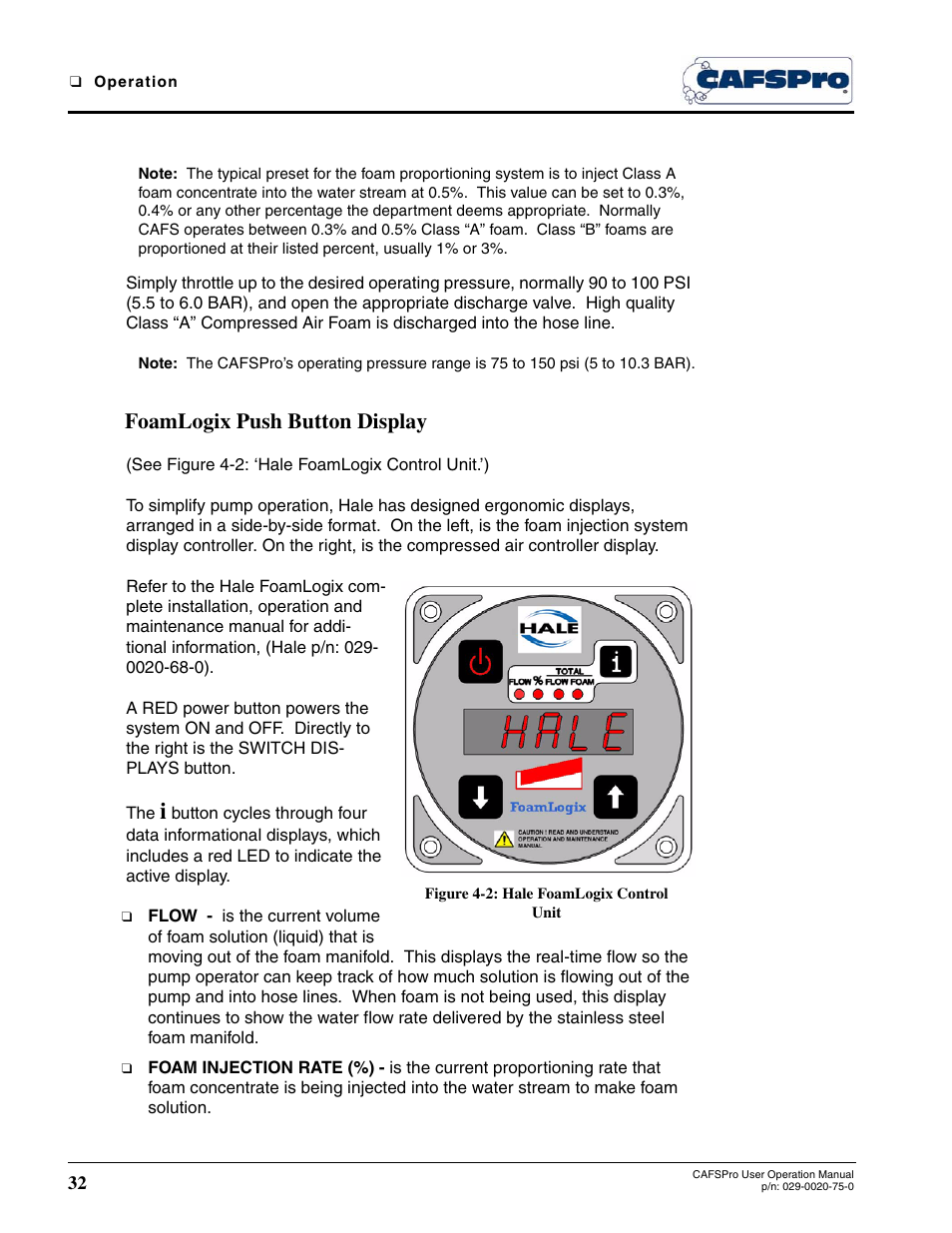 Foamlogix push button display, Figure 4-2: hale foamlogix control unit | Hale CAFSPro User Manual | Page 32 / 72
