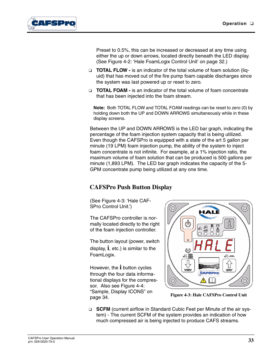 Cafspro push button display, Figure 4-3: hale cafspro control unit | Hale CAFSPro User Manual | Page 33 / 72