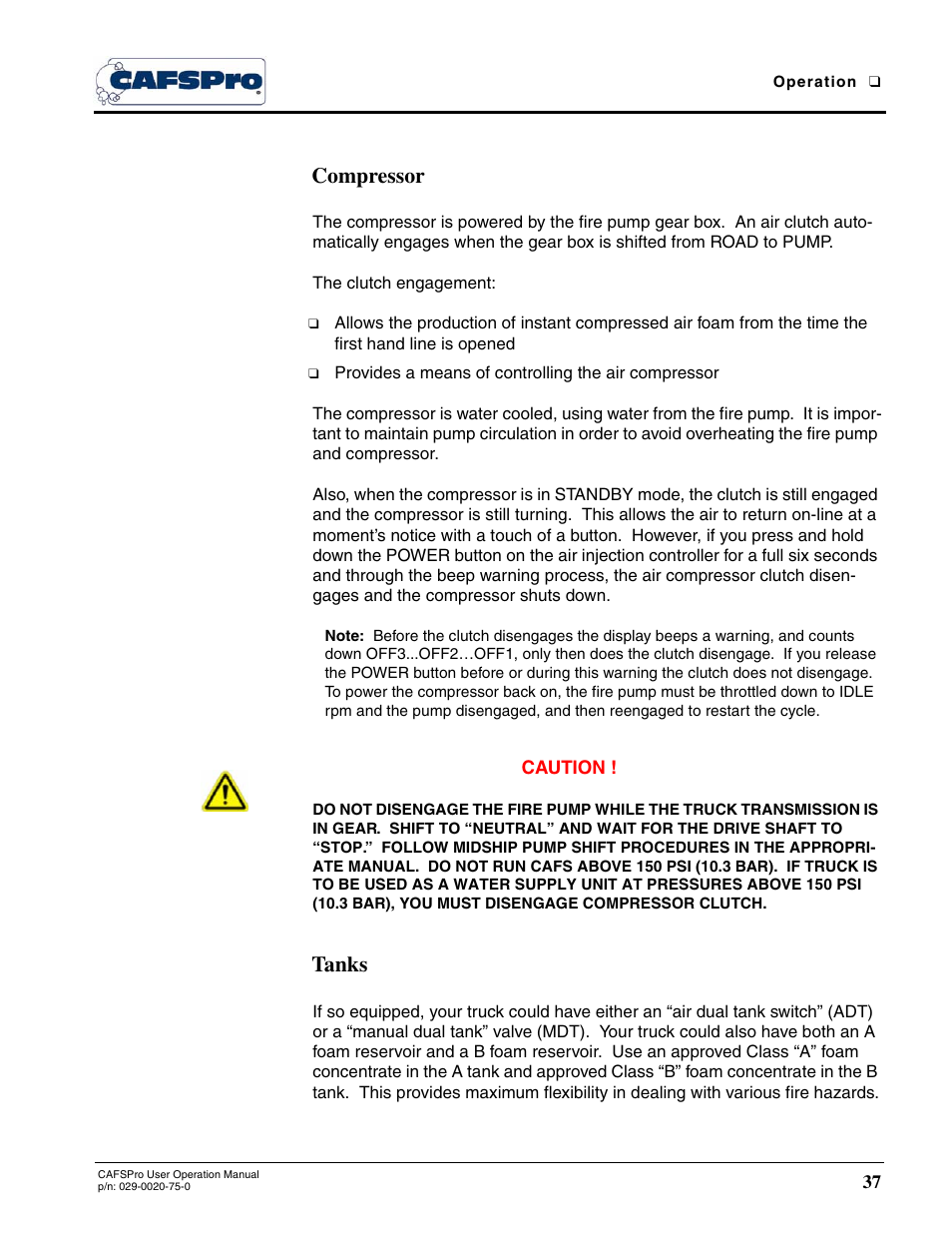 Compressor, Tanks | Hale CAFSPro User Manual | Page 37 / 72