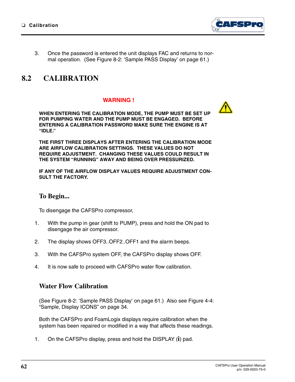 2 calibration, To begin, Water flow calibration | Hale CAFSPro User Manual | Page 62 / 72