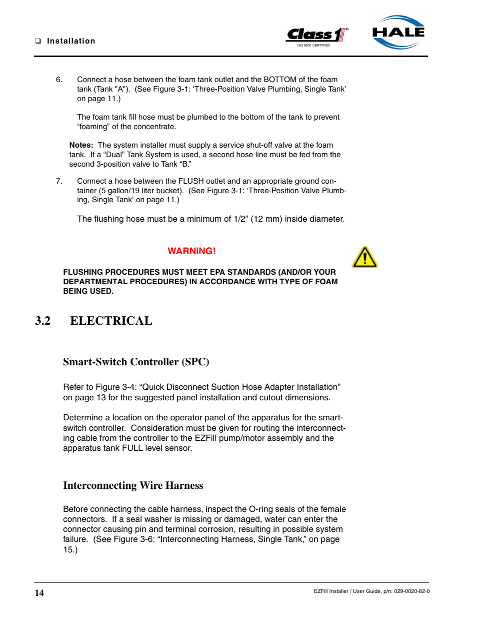 2 electrical, Smart-switch controller (spc), Interconnecting wire harness | Class1 EZFill Foam Refill User Manual | Page 14 / 46