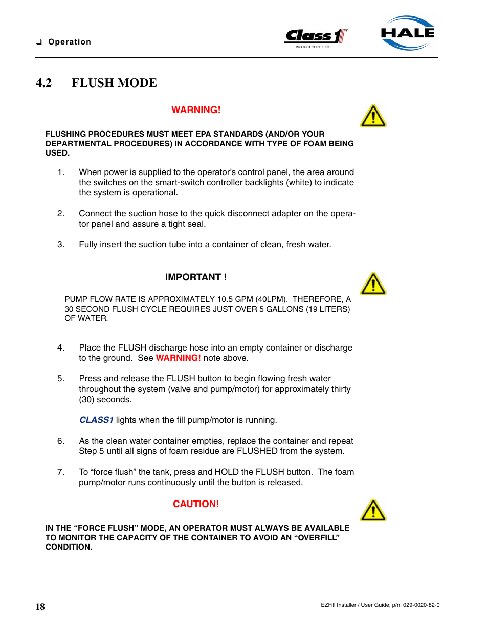 2 flush mode | Class1 EZFill Foam Refill User Manual | Page 18 / 46