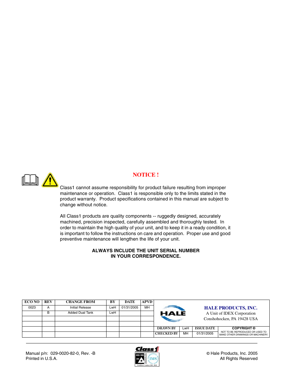 Notice | Class1 EZFill Foam Refill User Manual | Page 2 / 46