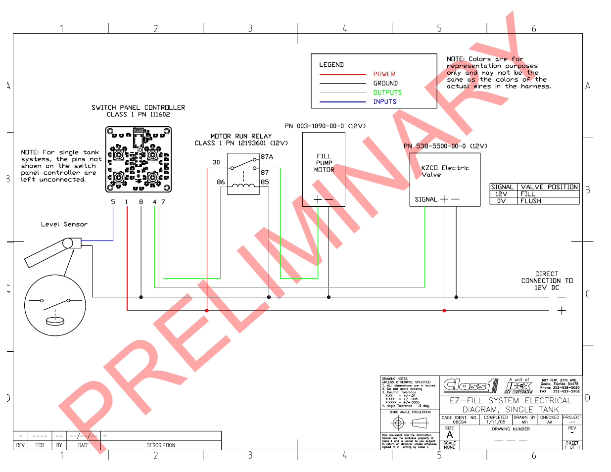 Drawings, Electrical diagram, single tank, Electrical schematic | Class1 EZFill Foam Refill User Manual | Page 31 / 46