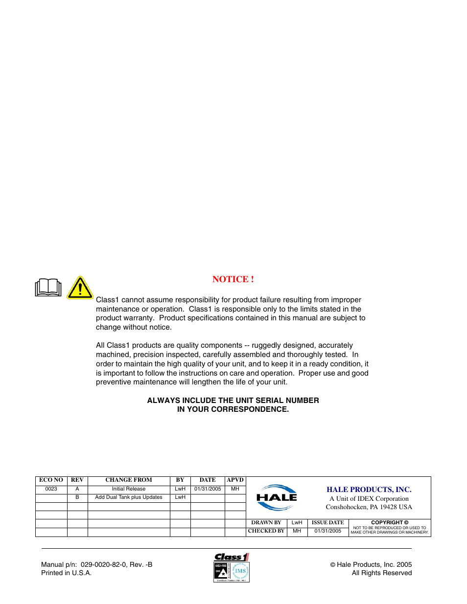 Notice | Class1 EZFill Foam Refill User Manual | Page 33 / 46