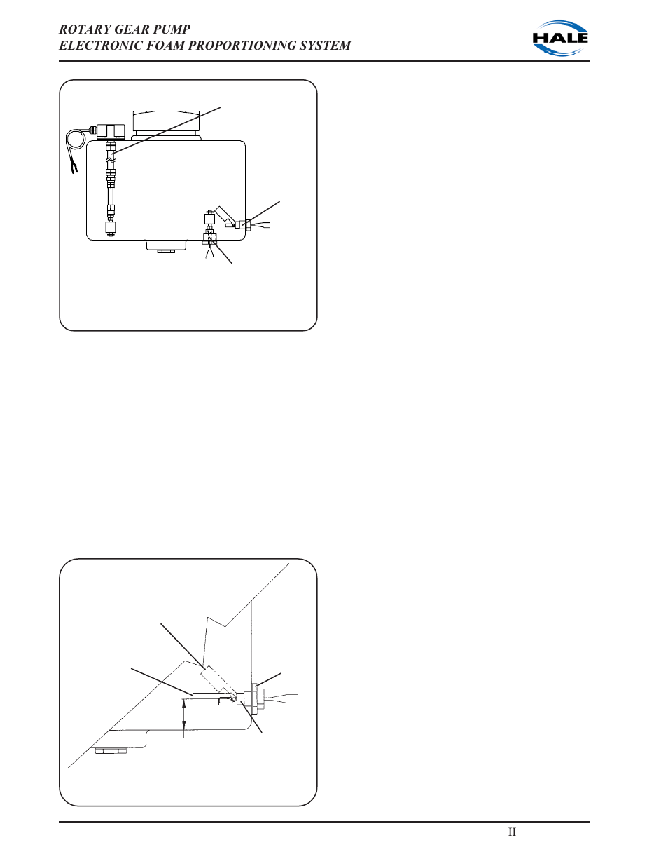 Bottom mount low level sensor installation, Top mount low level sensor installation | Hale 5.0 FoamLogix User Manual | Page 66 / 122