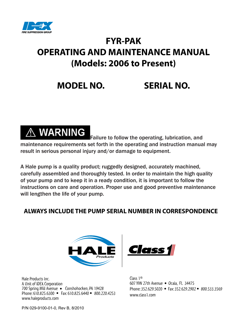 Hale Fyr Pak(2006 to Present) User Manual | 39 pages