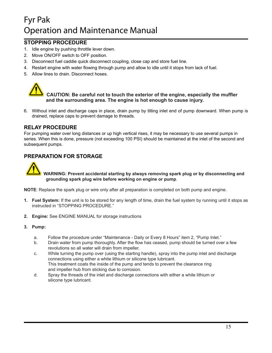 Fyr pak operation and maintenance manual | Hale Fyr Pak(2006 to Present) User Manual | Page 15 / 39