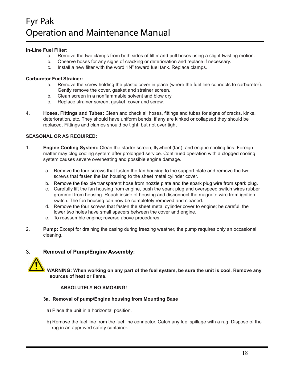 Fyr pak operation and maintenance manual | Hale Fyr Pak(2006 to Present) User Manual | Page 18 / 39