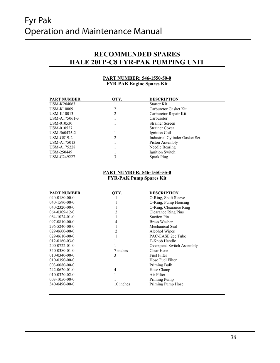 Fyr pak operation and maintenance manual | Hale Fyr Pak(2006 to Present) User Manual | Page 38 / 39