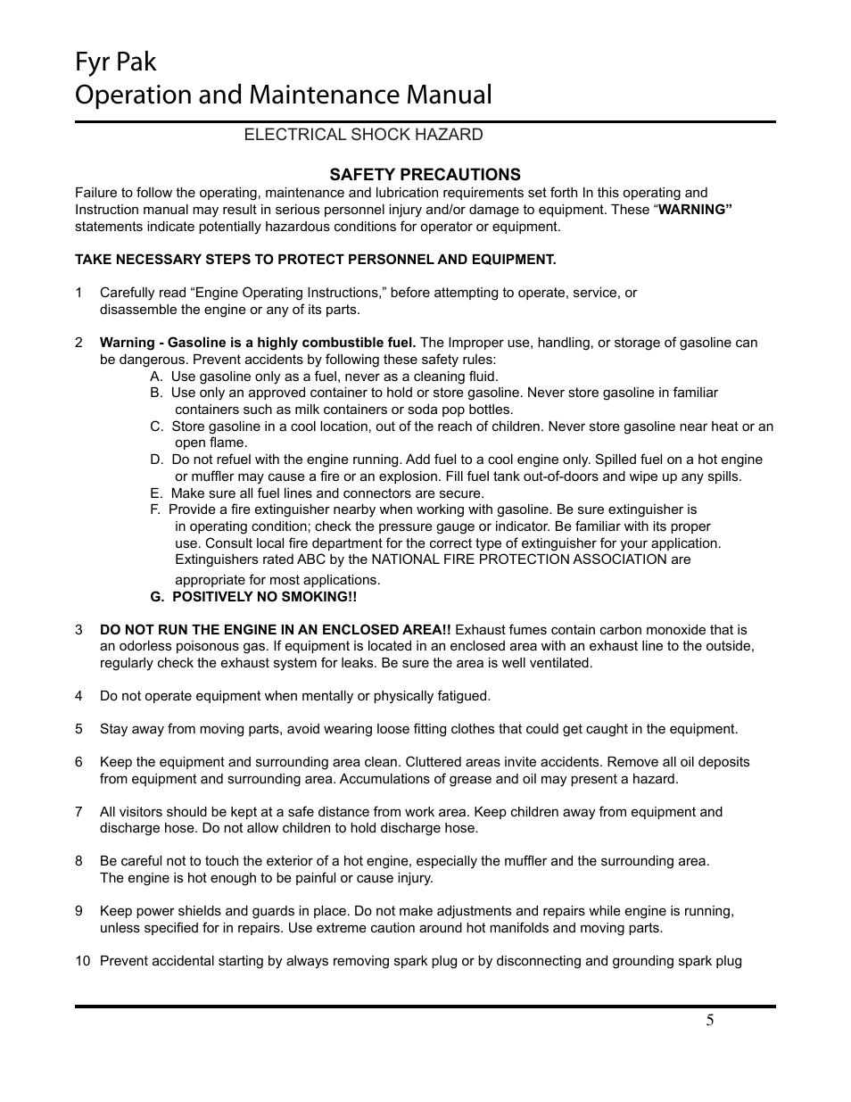 Fyr pak operation and maintenance manual | Hale Fyr Pak(2006 to Present) User Manual | Page 5 / 39