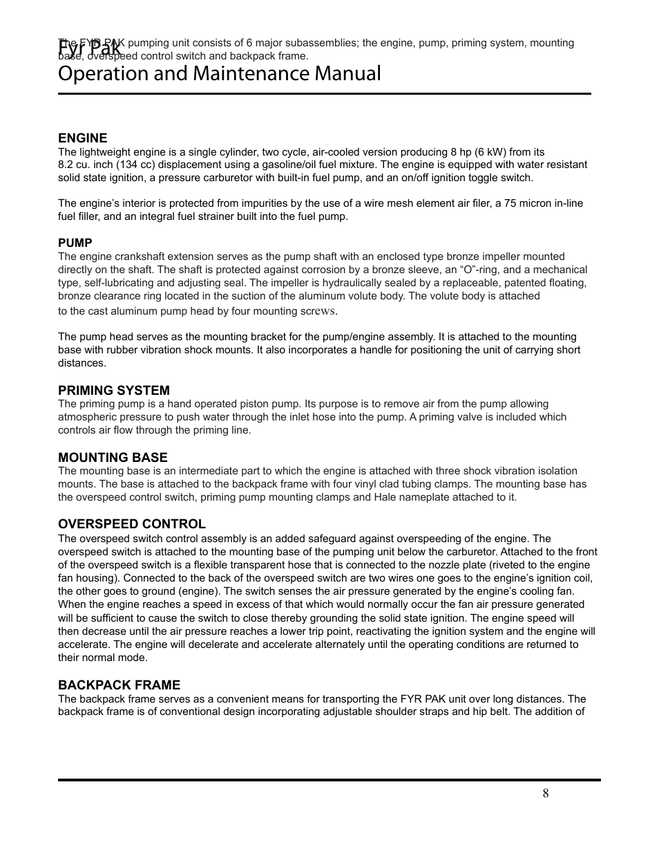 Fyr pak operation and maintenance manual | Hale Fyr Pak(2006 to Present) User Manual | Page 8 / 39