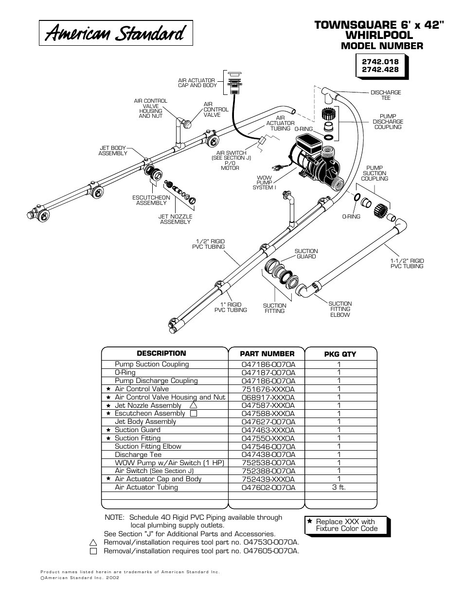 American Standard 2742.018 User Manual | 1 page