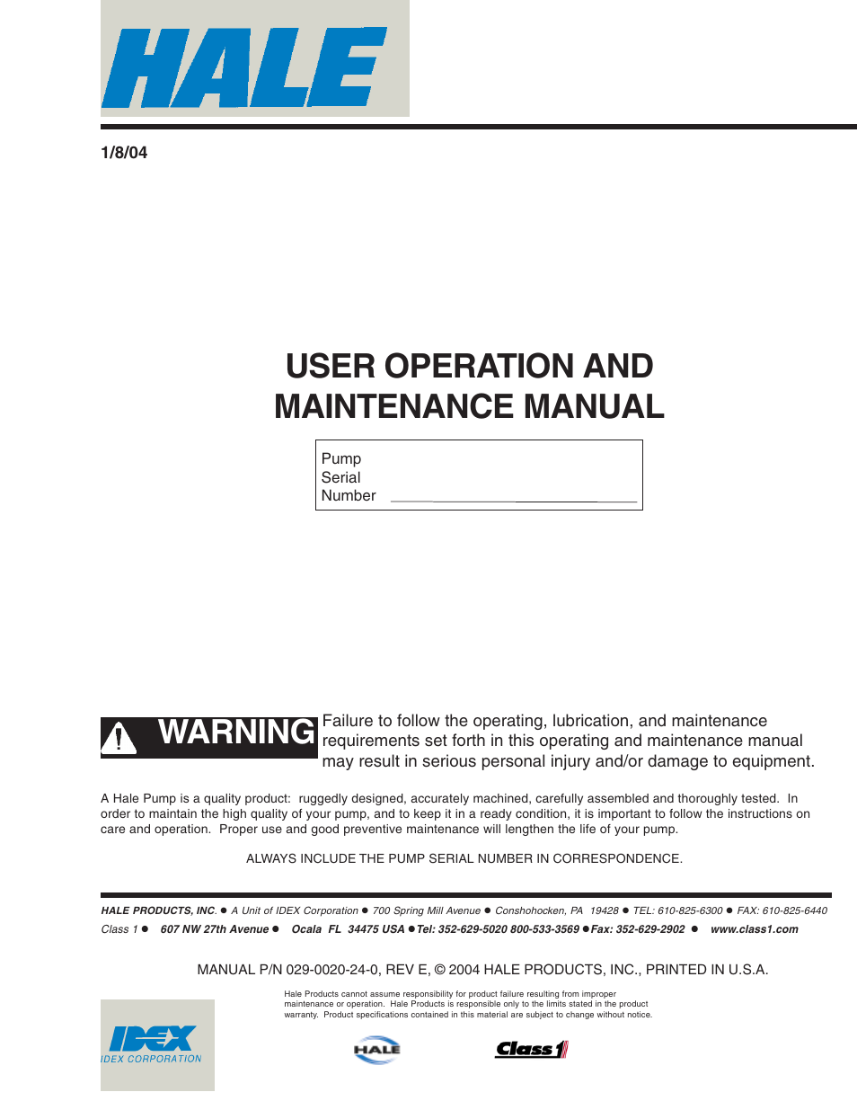 Hale HP Series User Manual | 72 pages