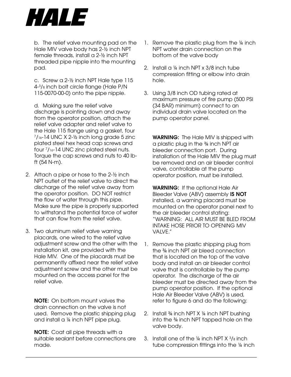 Aster, Ntake, Alve | Hale Master Intake Valve User Manual | Page 12 / 46