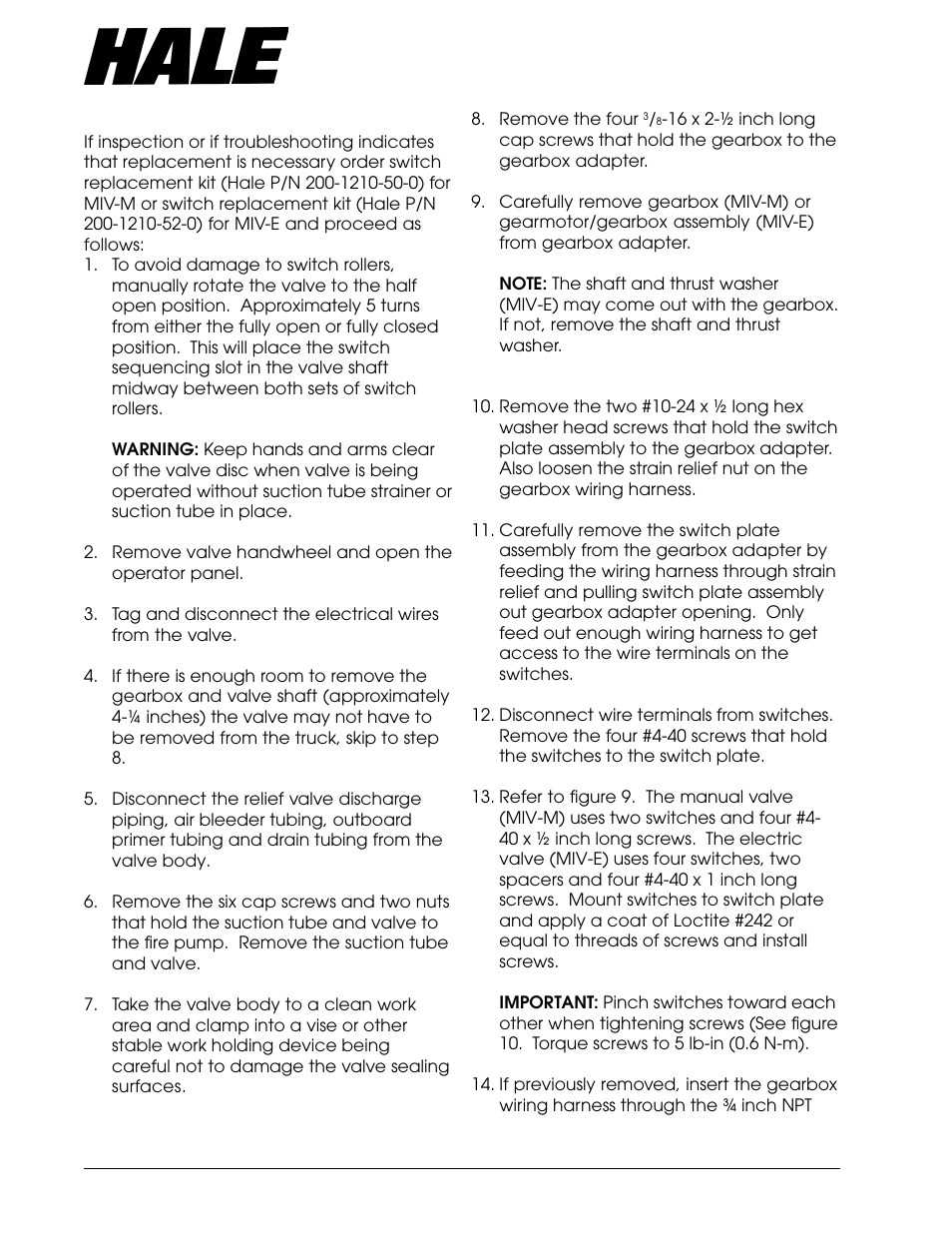 Aster, Ntake, Alve | Hale Master Intake Valve User Manual | Page 24 / 46