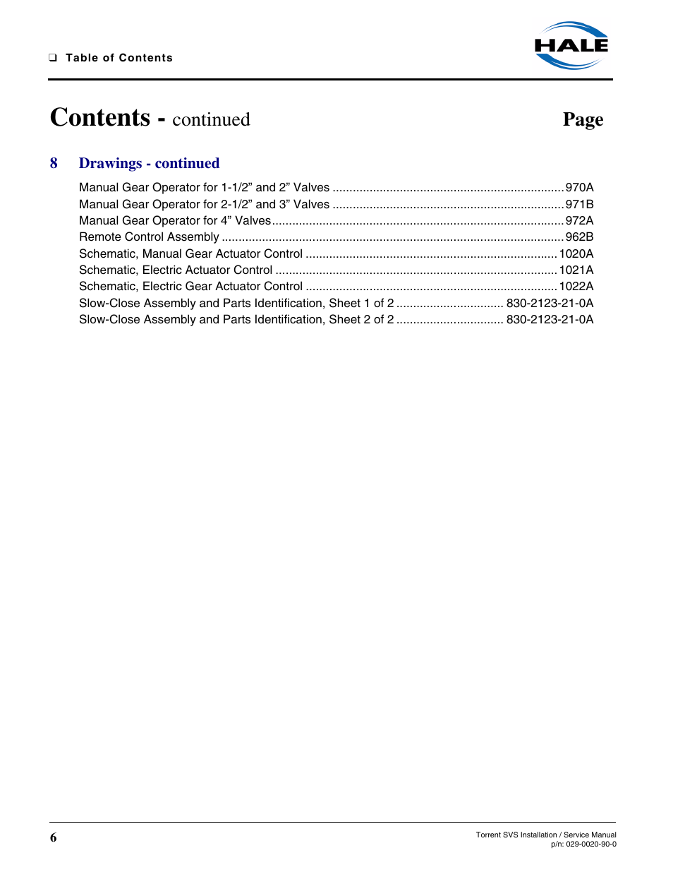 Hale Torrent SVS Stainless Steel Valves User Manual | Page 6 / 100