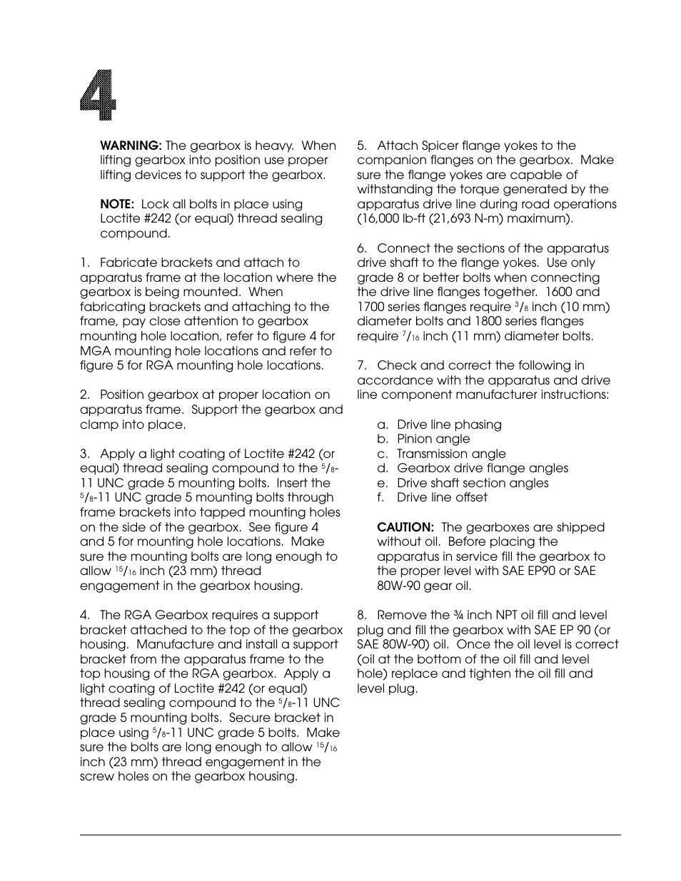 Installation, Split-shaft pto gearbox | Hale RGA User Manual | Page 11 / 16