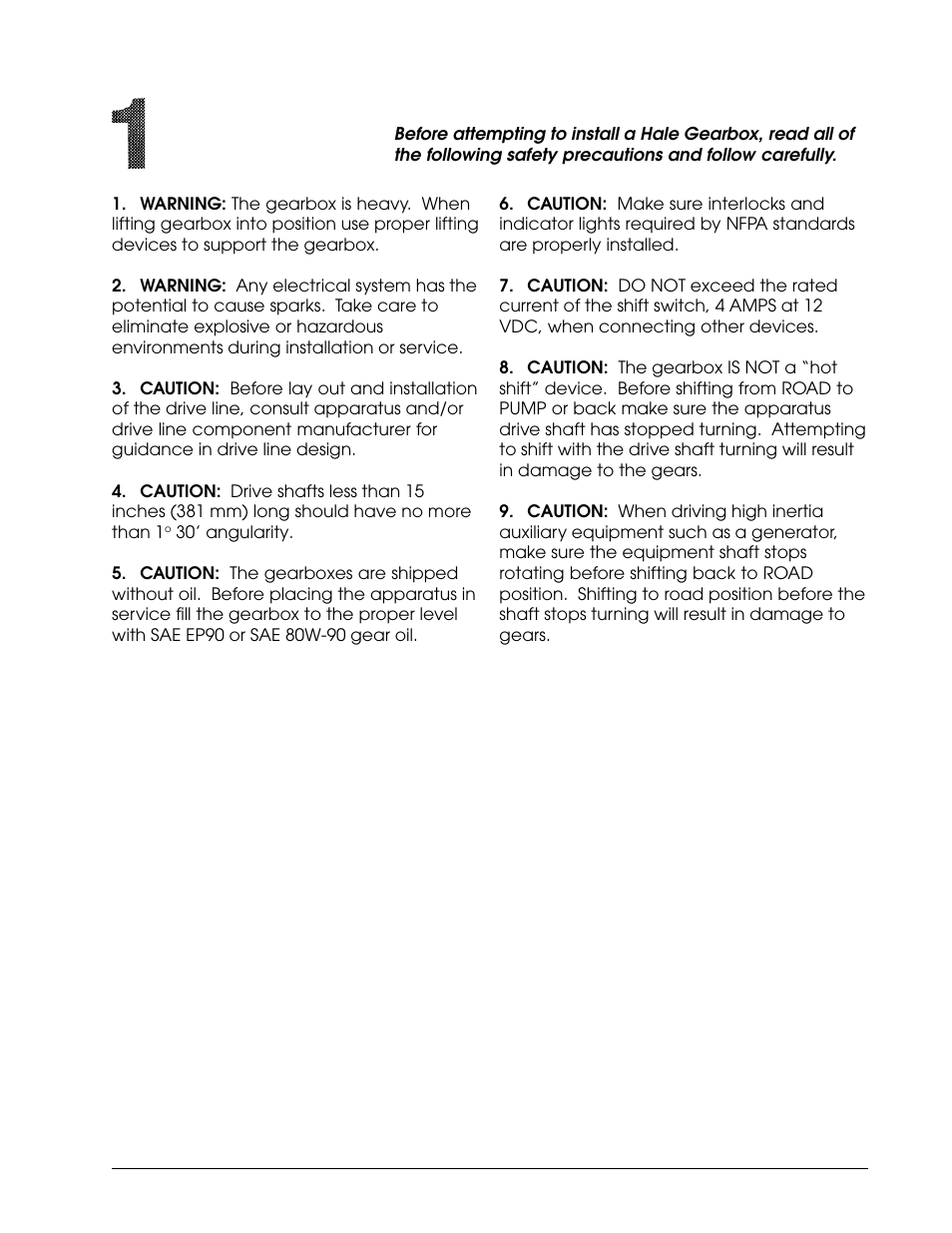 Safety, Split-shaft pto gearbox | Hale RGA User Manual | Page 3 / 16