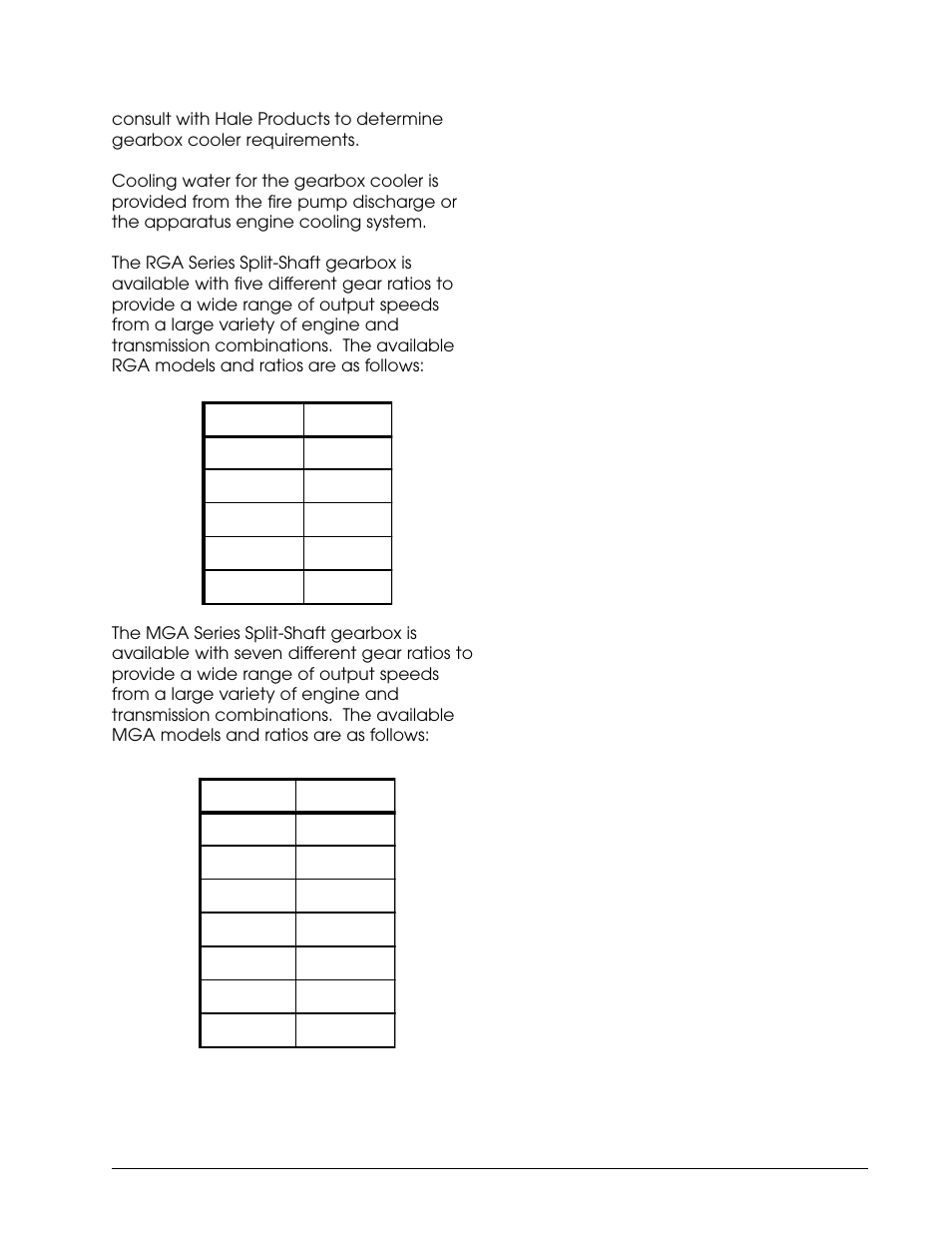 Split-shaft pto gearbox | Hale RGA User Manual | Page 7 / 16