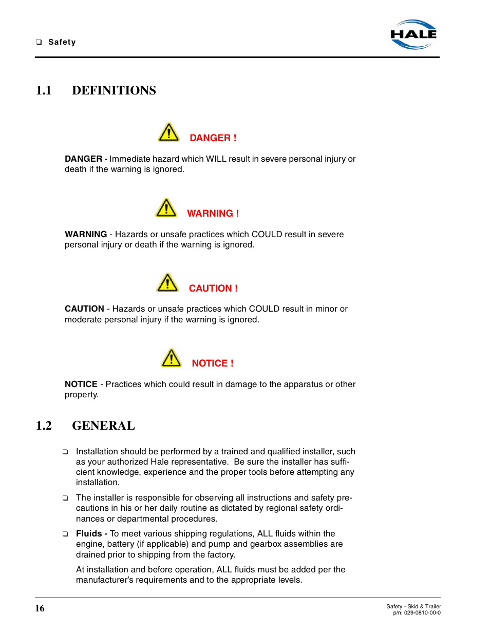 1 definitions, 2 general | Hale Trailer User Manual | Page 16 / 74