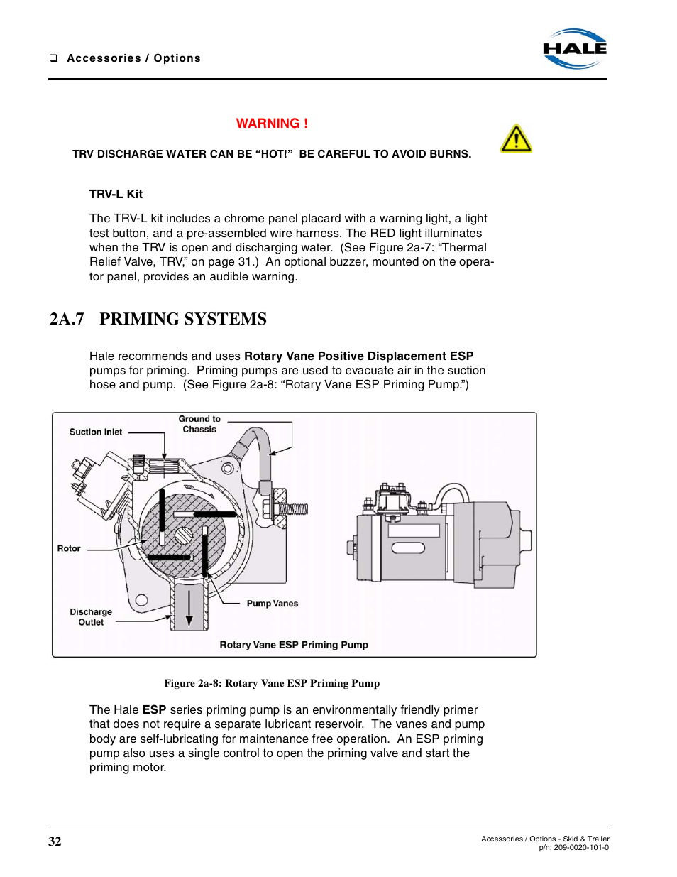 Trv-l kit, 2a.7 priming systems, Figure 2a-8: rotary vane esp priming pump | Hale Trailer User Manual | Page 32 / 74