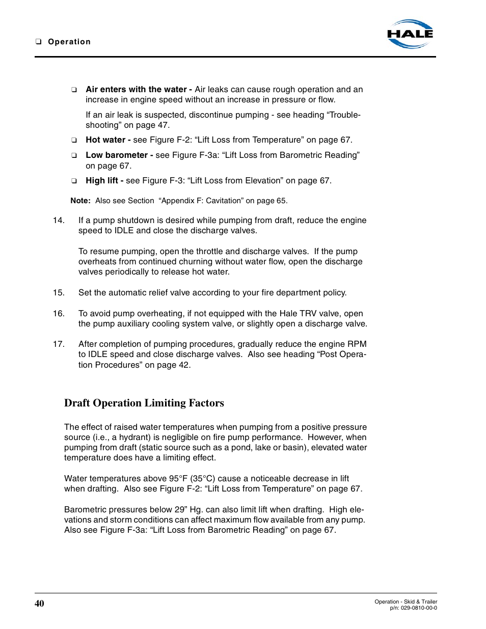 Draft operation limiting factors | Hale Trailer User Manual | Page 40 / 74