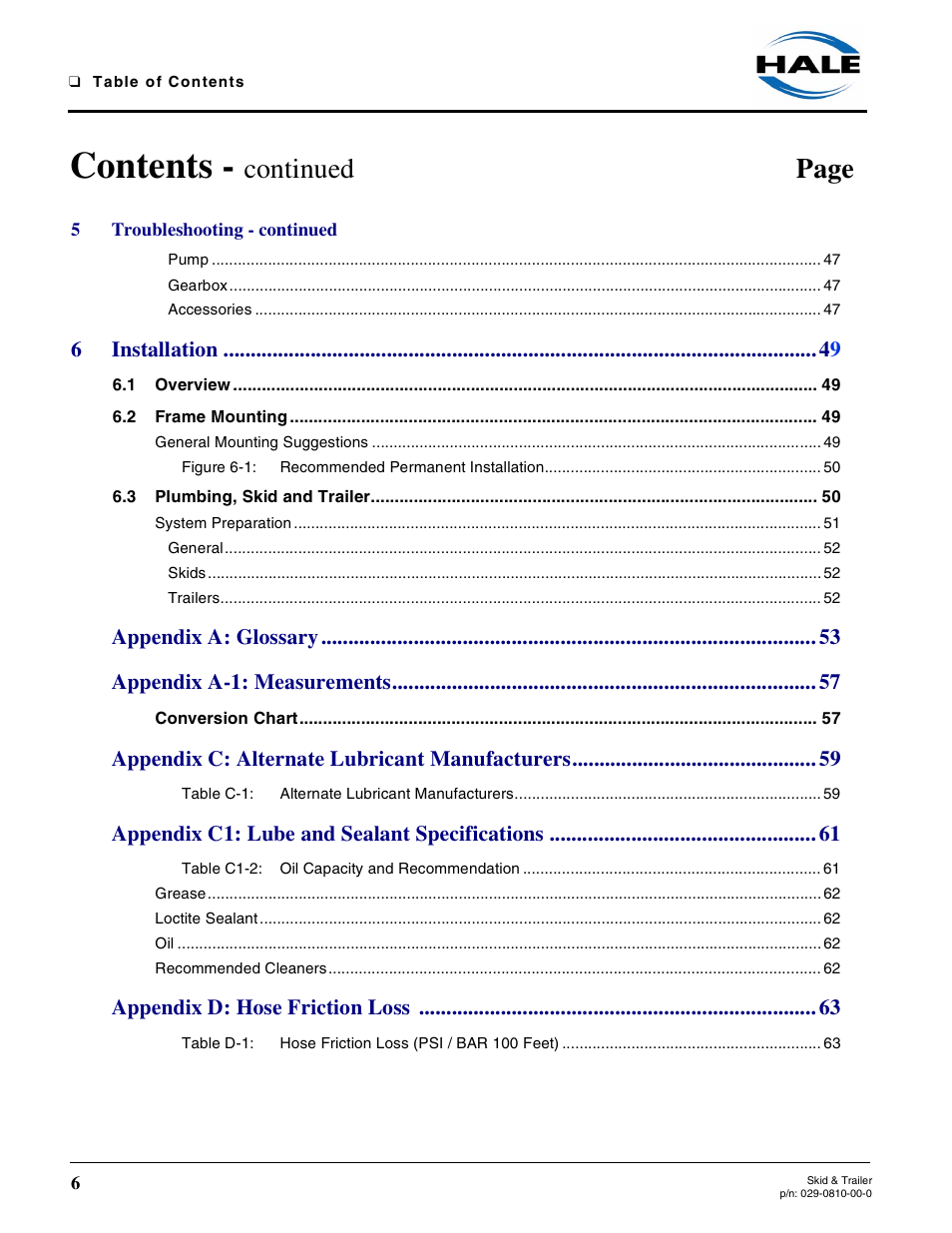 Hale Trailer User Manual | Page 6 / 74