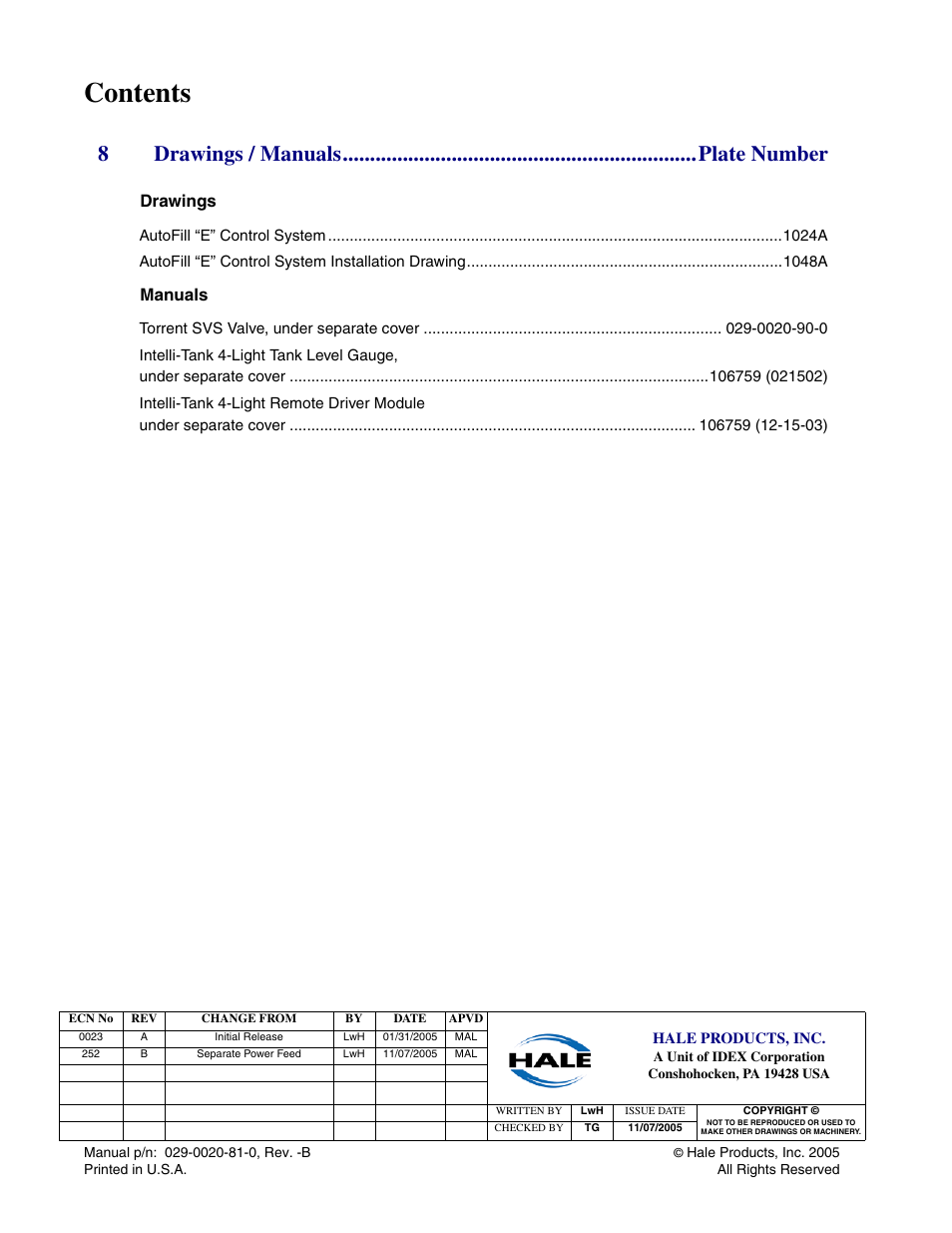 Hale AutoFill-E Tank Refill Control System User Manual | Page 28 / 55