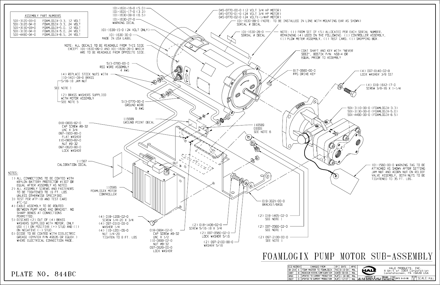 Pump motor sub-assembly b | Hale FoamLogix 6.5 User Manual | Page 173 / 194