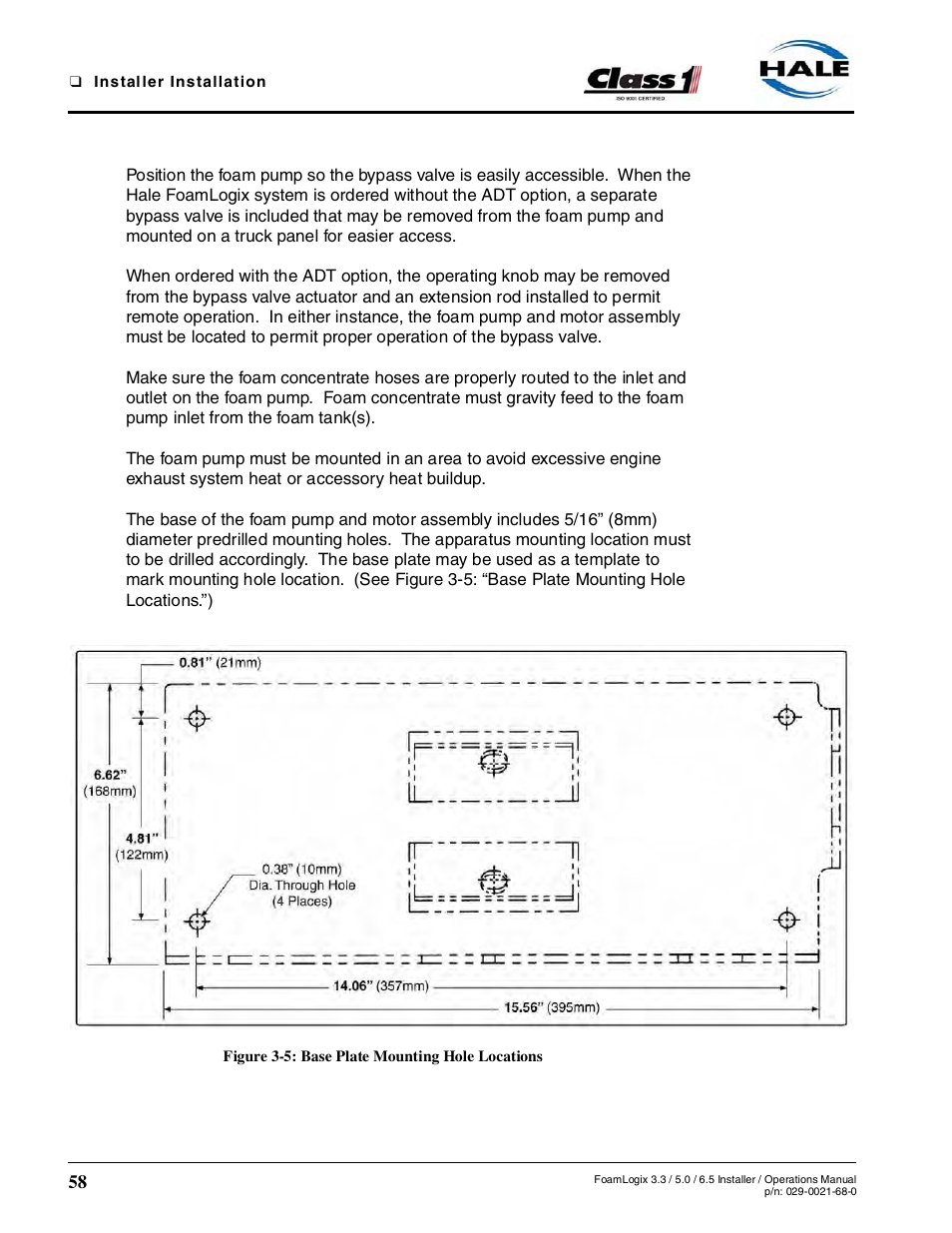 Figure 3-5: base plate mounting hole locations | Hale FoamLogix 6.5 User Manual | Page 58 / 194