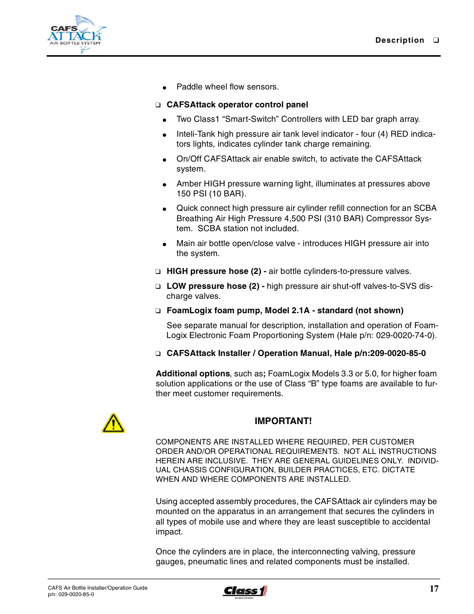 Important | Hale CAFS Attack User Manual | Page 17 / 100