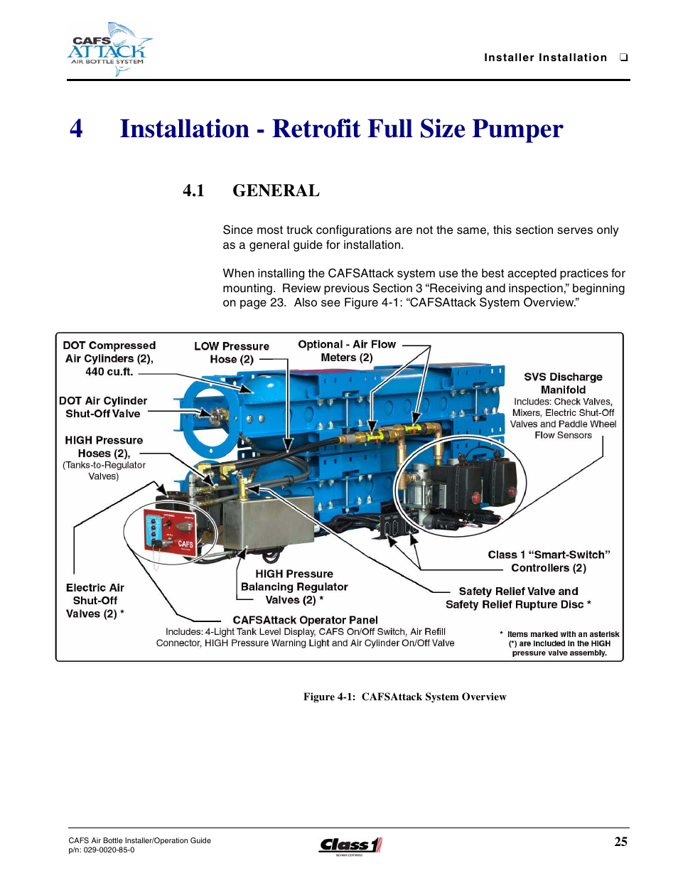 4 installation - retrofit full size pumper, 1 general, Figure 4-1: cafsattack system overview | Installation - retrofit full size pumper, General, 4installation - retrofit full size pumper | Hale CAFS Attack User Manual | Page 25 / 100