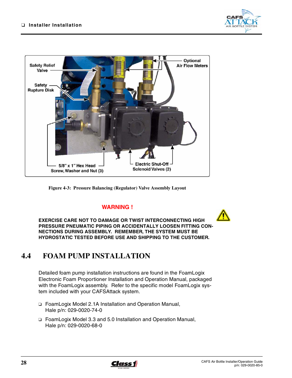 4 foam pump installation, Foam pump installation | Hale CAFS Attack User Manual | Page 28 / 100