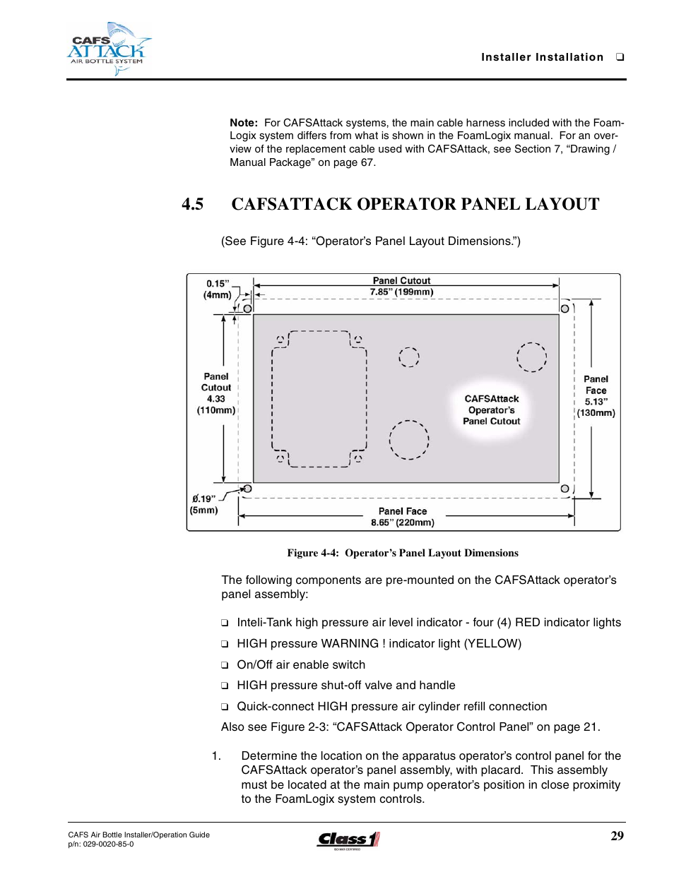 5 cafsattack operator panel layout, Figure 4-4: operator’s panel layout dimensions, Cafsattack operator panel layout | Hale CAFS Attack User Manual | Page 29 / 100