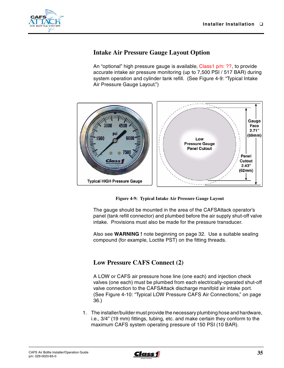 Intake air pressure gauge layout option, Low pressure cafs connect (2) | Hale CAFS Attack User Manual | Page 35 / 100