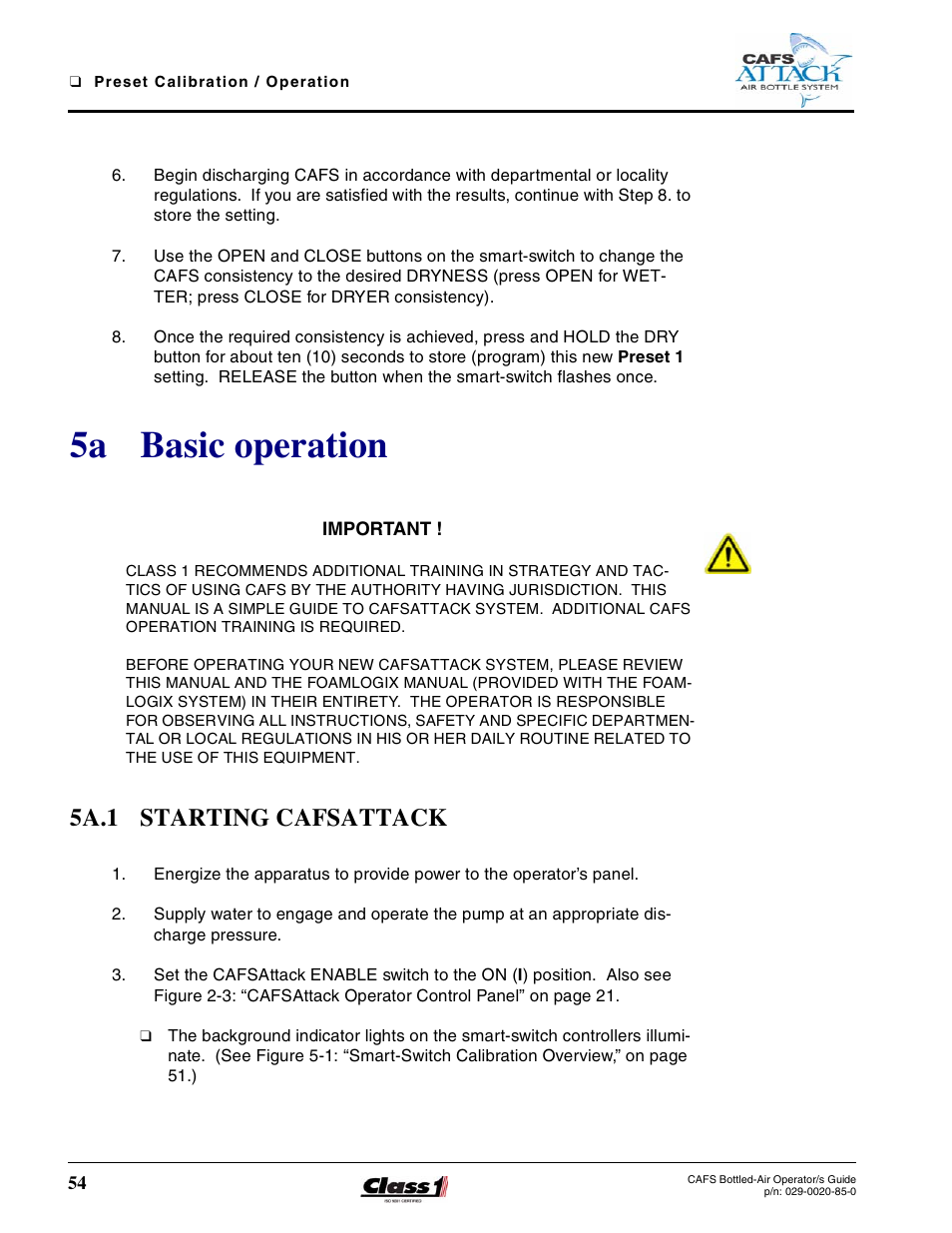 5a basic operation, 5a.1 starting cafsattack | Hale CAFS Attack User Manual | Page 54 / 100