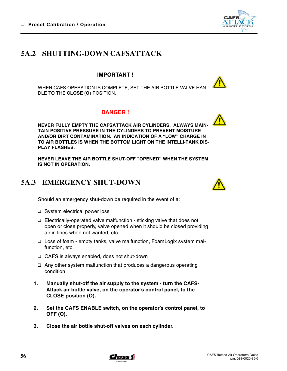 5a.2 shutting-down cafsattack, 5a.3 emergency shut-down | Hale CAFS Attack User Manual | Page 56 / 100