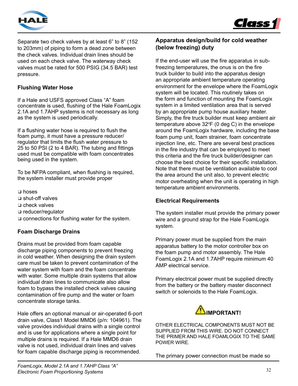 Class1 FoamLogix 2.1A & 1.7AHP REV D User Manual | Page 32 / 96