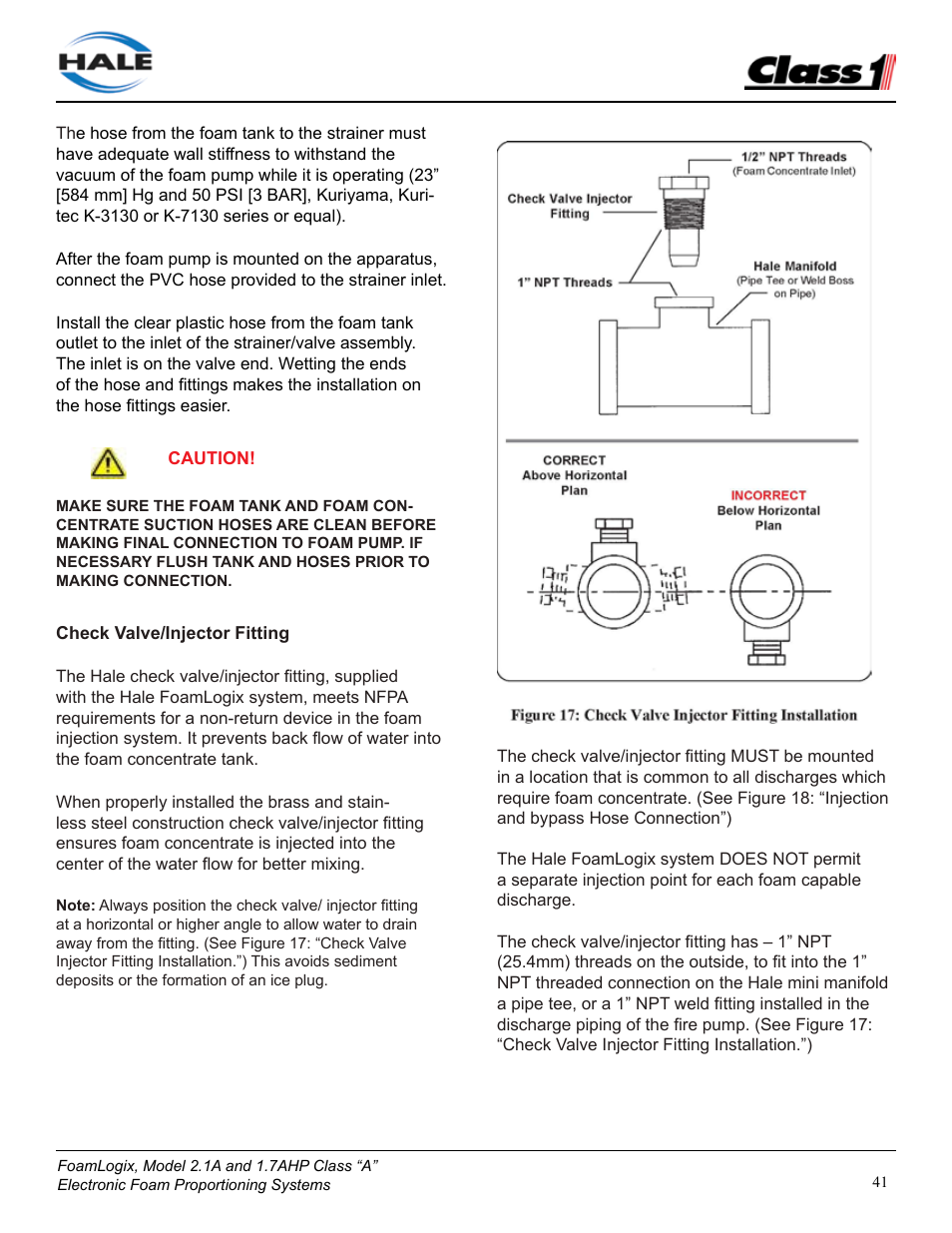 Class1 FoamLogix 2.1A & 1.7AHP REV D User Manual | Page 41 / 96