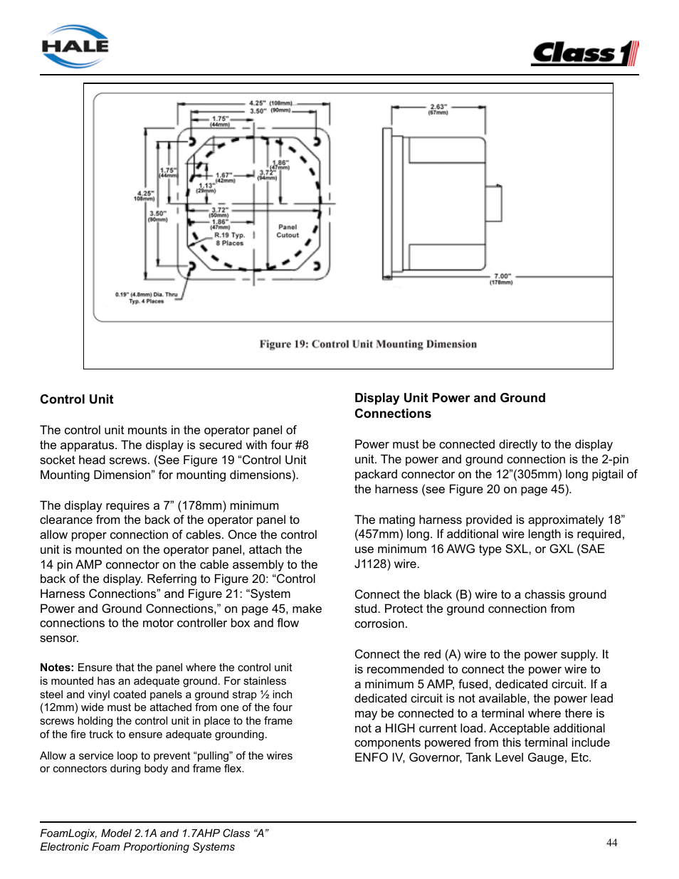 Class1 FoamLogix 2.1A & 1.7AHP REV D User Manual | Page 44 / 96
