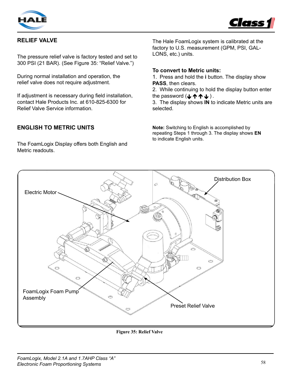 Class1 FoamLogix 2.1A & 1.7AHP REV D User Manual | Page 58 / 96