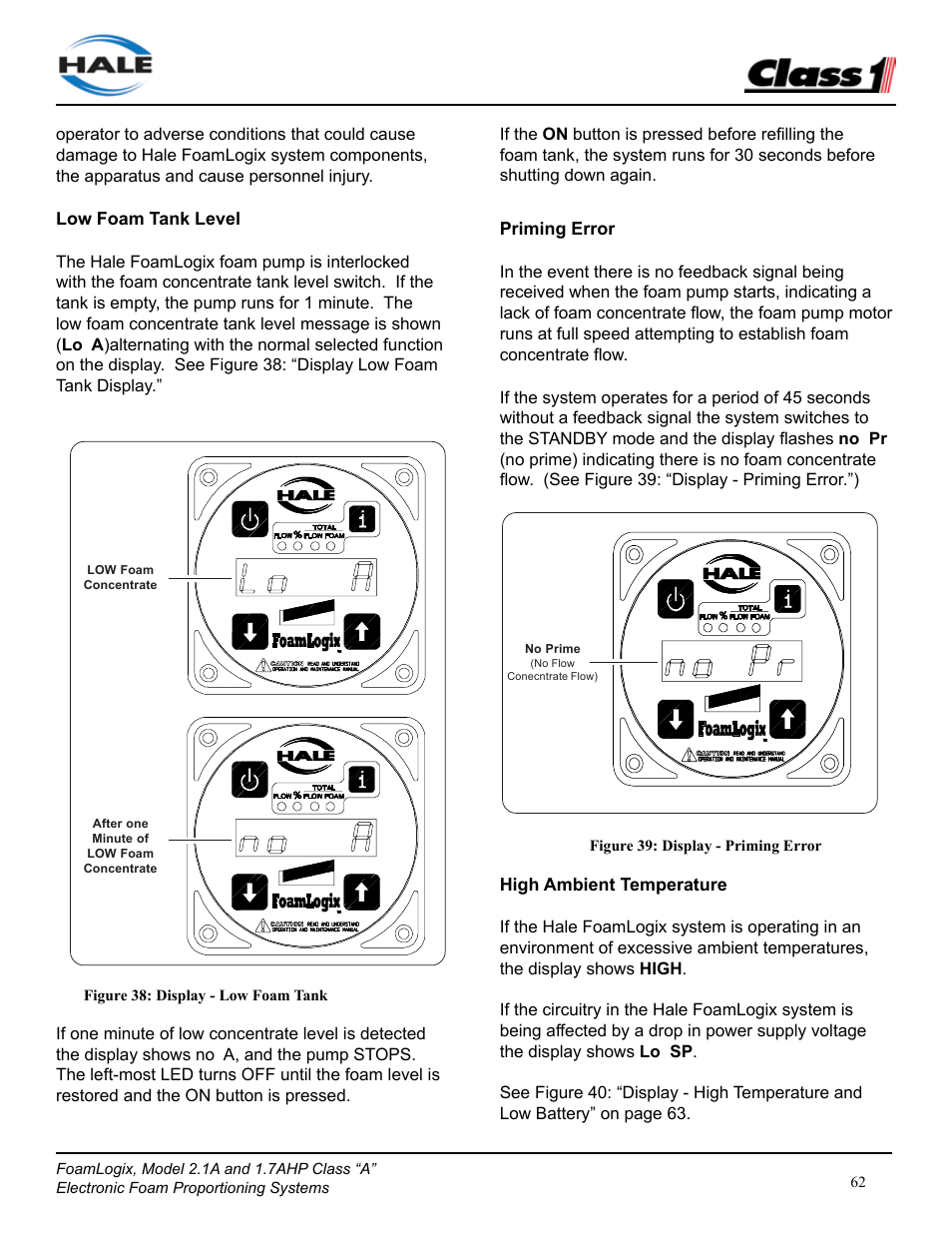 Class1 FoamLogix 2.1A & 1.7AHP REV D User Manual | Page 62 / 96