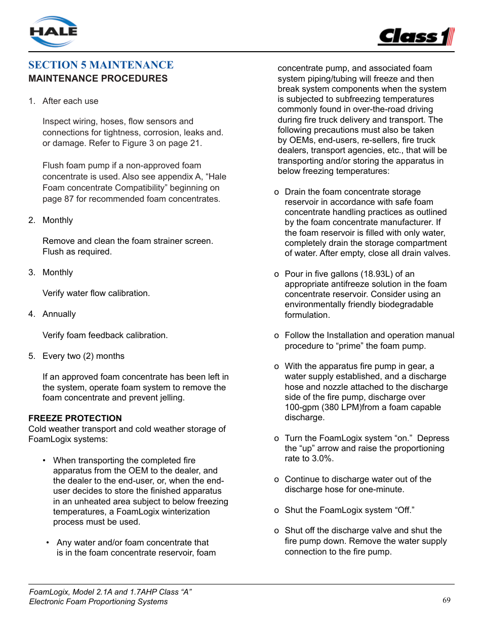 Class1 FoamLogix 2.1A & 1.7AHP REV D User Manual | Page 69 / 96