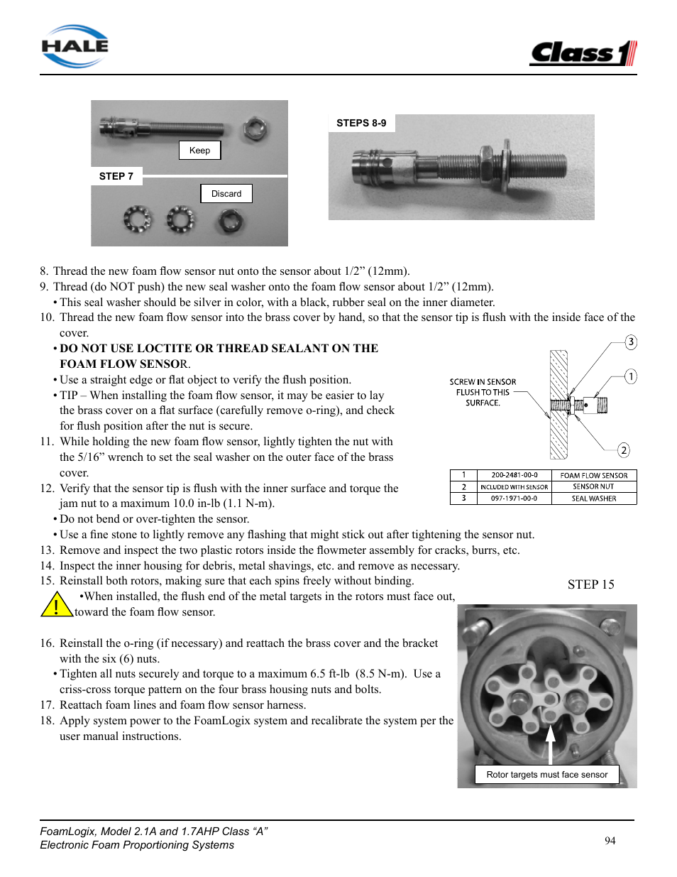 Class1 FoamLogix 2.1A & 1.7AHP REV D User Manual | Page 94 / 96