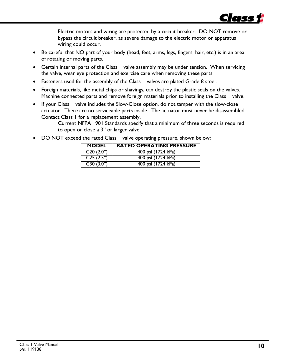 Class1 Valve - 119138 User Manual | Page 10 / 30