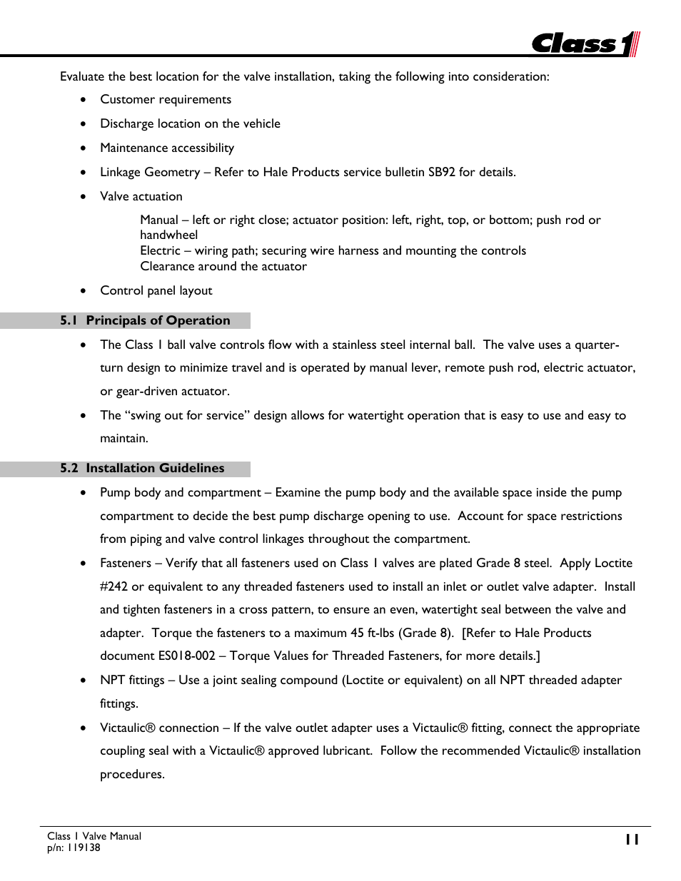 Class1 Valve - 119138 User Manual | Page 11 / 30