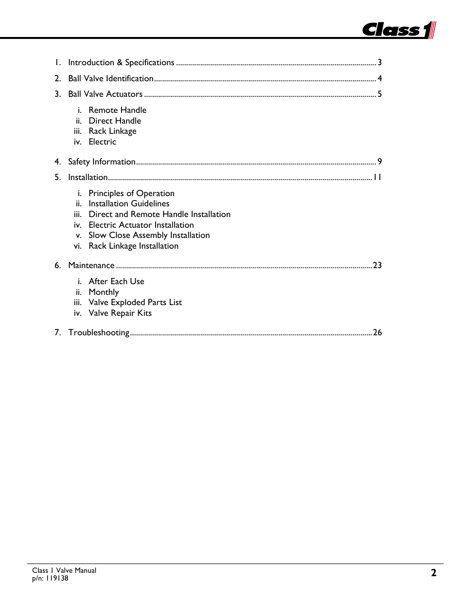 Class1 Valve - 119138 User Manual | Page 2 / 30