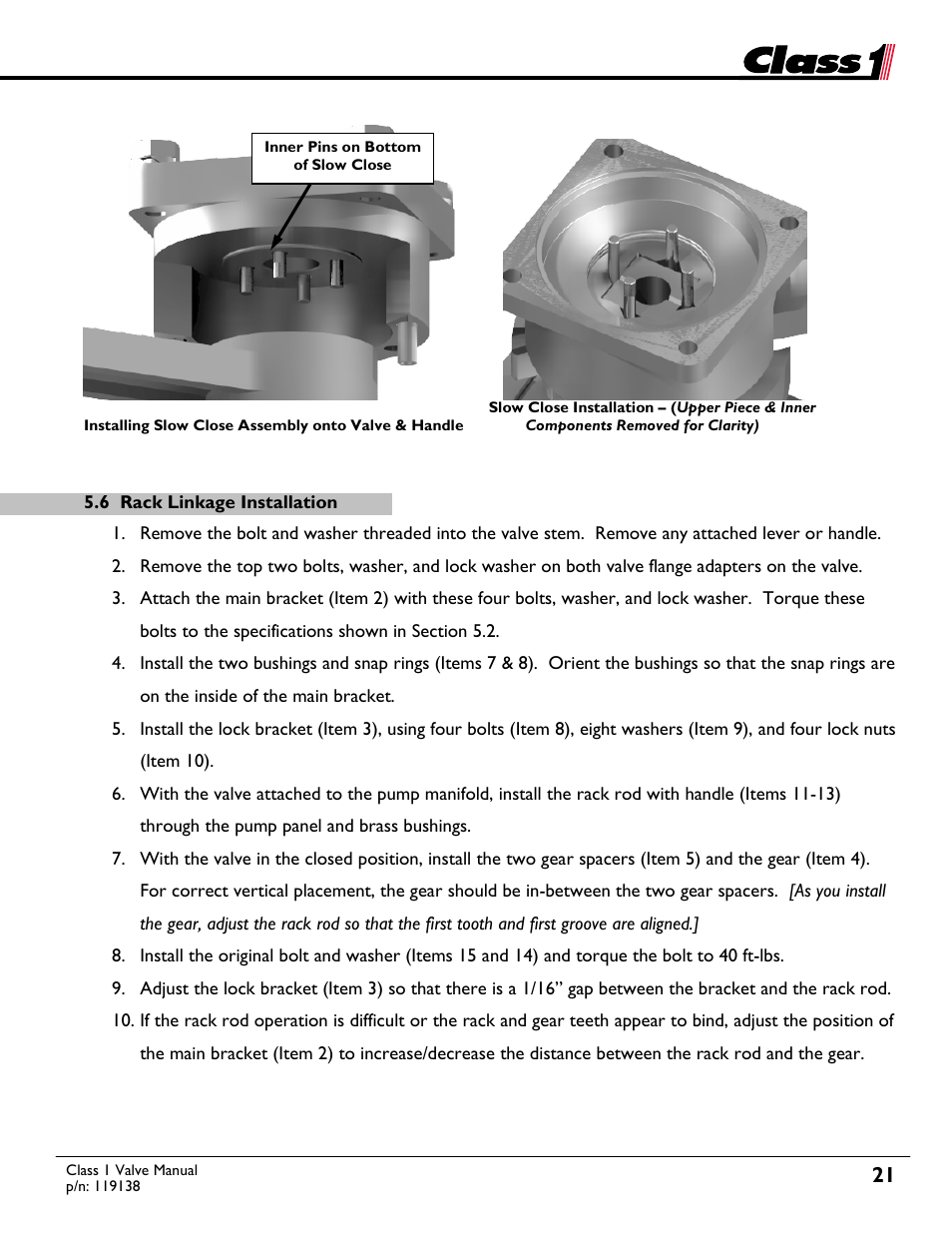 Class1 Valve - 119138 User Manual | Page 21 / 30