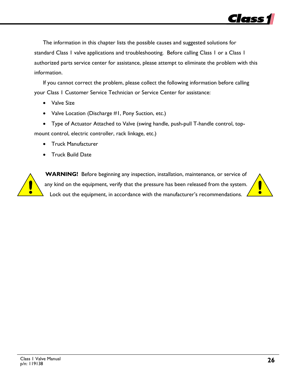 Class1 Valve - 119138 User Manual | Page 26 / 30